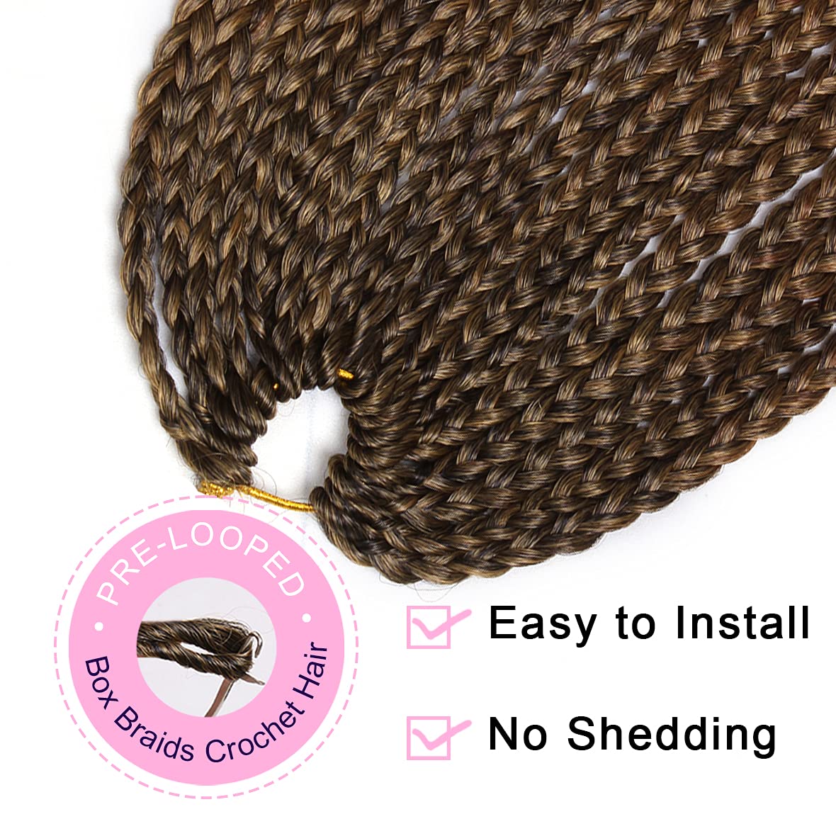 Unionbeauty 8Packs 30Inch Goddess Box Braids Crochet Hair Pre-looped Knotless Box Braids Medium Hair For Black Woman Crochet Braids Hair Synthetic Ombre Braiding Hair Extension 18Strands/Pack #53