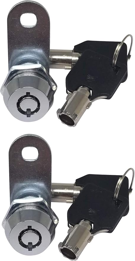 Admiral Locks Tubular Cam Lock, Keyed Alike Removable Key RV Compartment Storage Lock Cabinet Locks (Chrome Pack of 2, 5/8 Inch 180°)