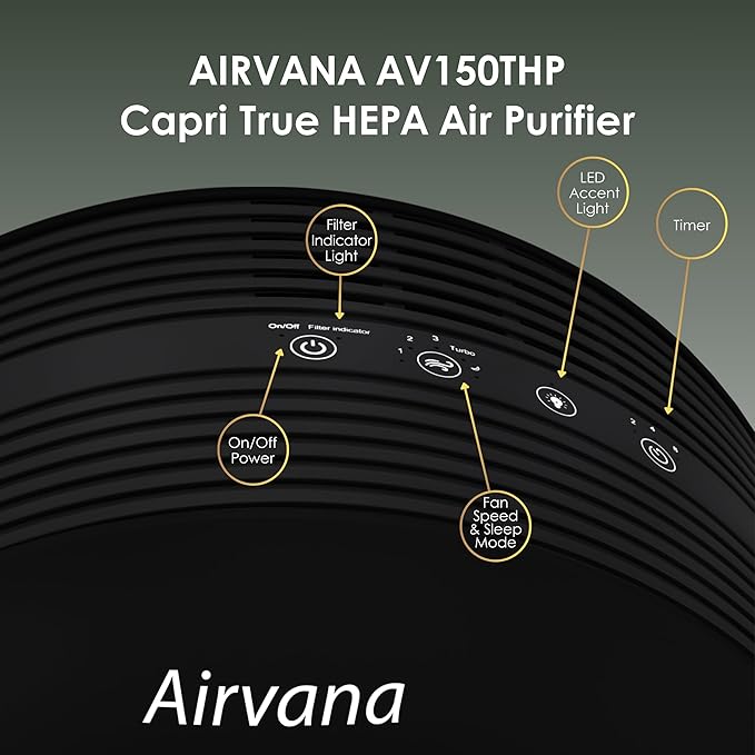 Airvana Capri Series Tabletop Air Purifier, Black