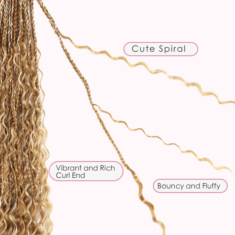 Eeanno Goddess Box Braids Crochet Hair 18 Inch 7 Packs Mixed Blonde 613 Boho Crochet Hair for Women Pre Looped Crochet Box Braids with Curly Ends, P27613