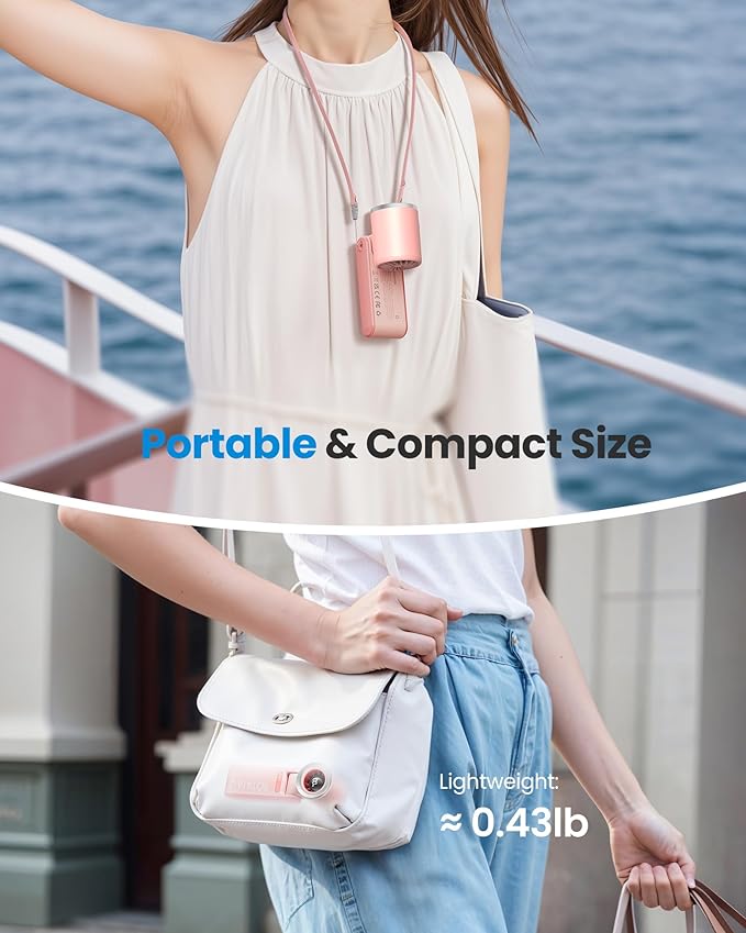 Gaiatop Portable Handheld Turbo Fan, 15 Hrs Cooling, 180° Foldable 4-in-1 Hand Held Fans, 6-Speed (1-100) Personal Mini Handheld Fans, Small Portable Fan for Travel, Working, Outdoor Women Gifts, Pink