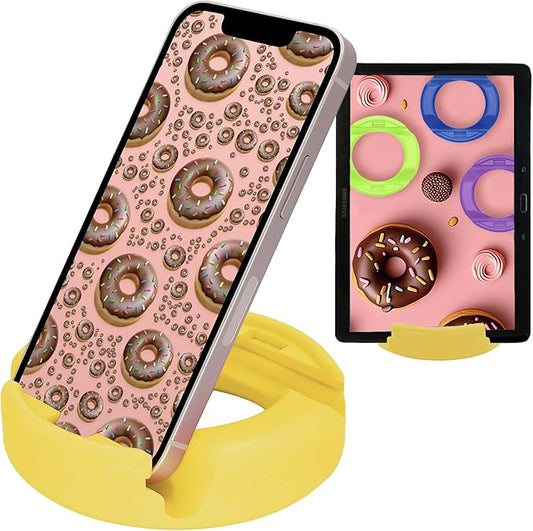 GoDonut Original – Smartphone and Tablet Stand – Compatible with Devices UP to 0.5" Thick Including Protective Cases - for use at Work, at Home, Travel and on-the-go - Yellow