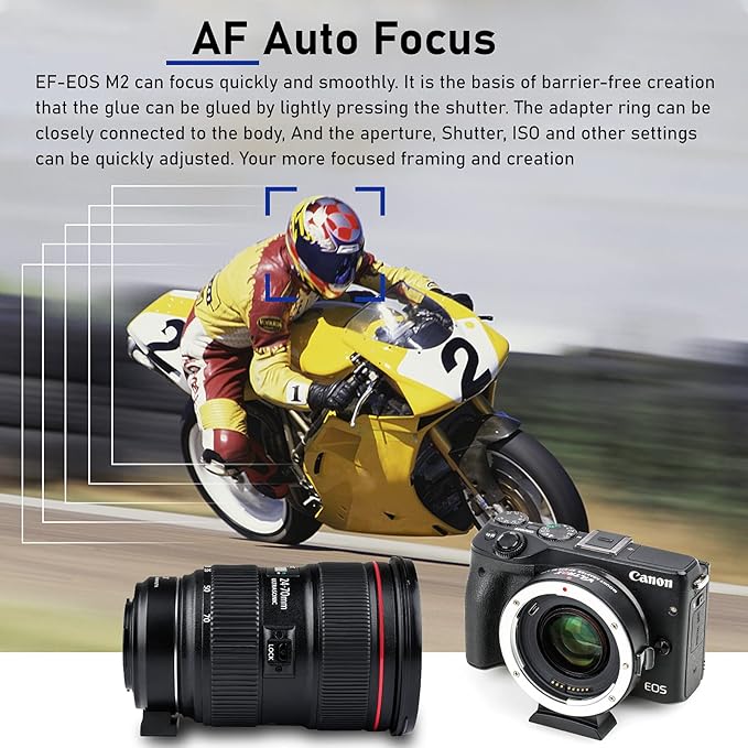 VILTROX EF-EOS M2 Lens Adapter Reducer Speed Booster 0.71x Auto Focus EF to EFM Lens Mount Adapter Compatible with Canon EF Lens to EF-M Mount Mirrorless Camera EOS M M2 M3 M5 M6 M10 M50 M100