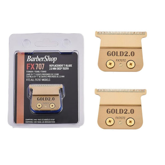Replacement Blades Compatible with BaByliss PRO Barberology Trimmer Blade,Zero-Gapped Replacement Trimmer Blade Compatible with BaBylissPRO FX787 & FX726 Trimme (7 GOLD/2 PCS)