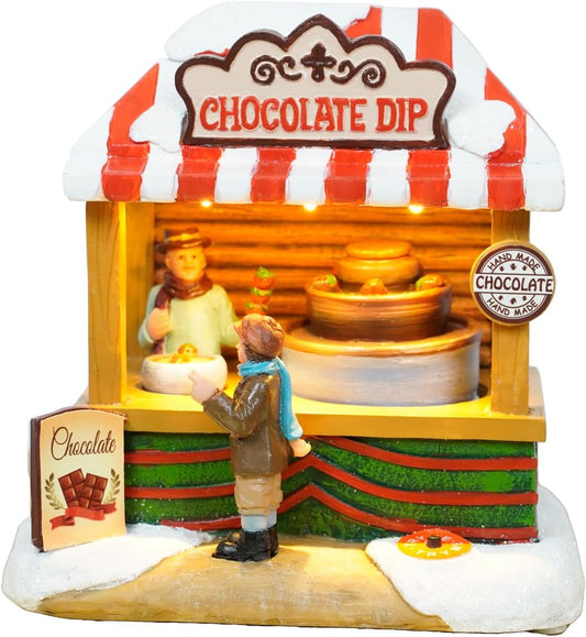 Skiennix Christmas Village House - Chocolate Shop with LED Lights & Moving Table | Plastic Design