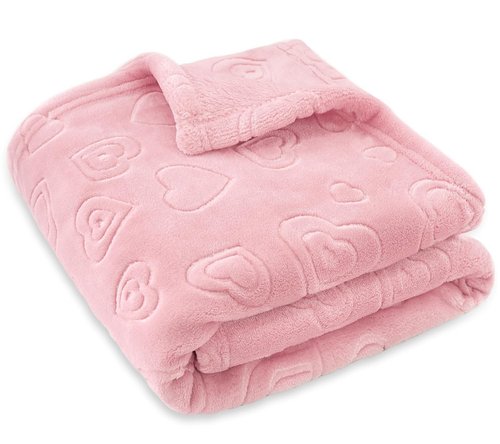 BORITAR Baby Blanket - Ultra Soft Fleece Heart Design for Girls | Warm & Lightweight, 30x40 Inch, Blush Pink