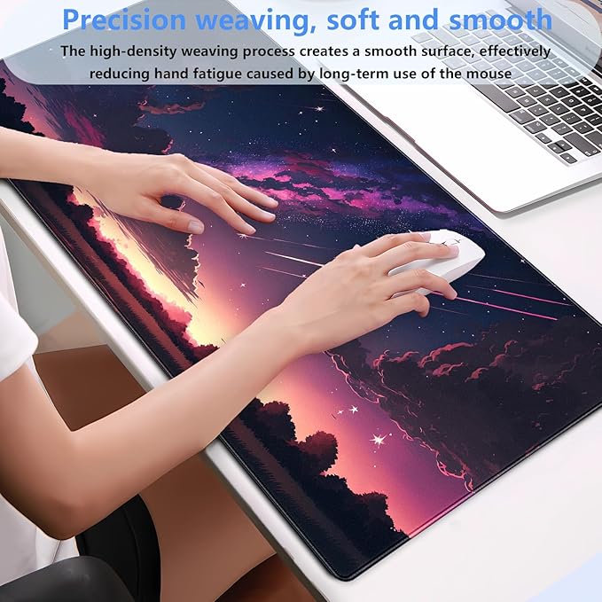 Anime Galaxy Desk Mat, Large Gaming Mouse Pad 31.5x15.7x0.12 in for Gamer