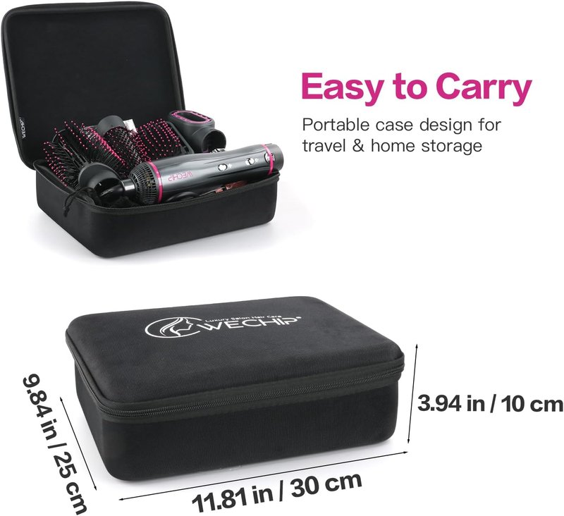 Hair Dryer Brush - 4 in 1 Detachable Negative Ion Blow Dryer for Straightening, Drying & Curling | Gray with Carrying Case