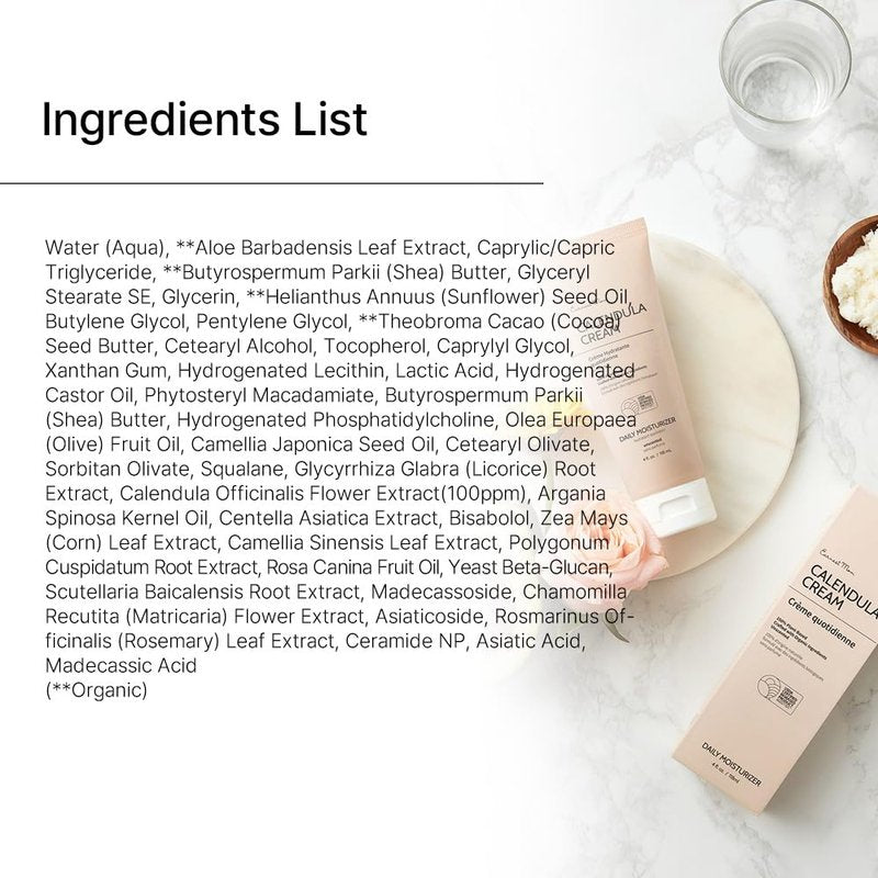 Calendula Cream Face Moisturizer for Sensitive Dry Skin - Cica & Ceramide Hydration | 100% Plant-Based Formula