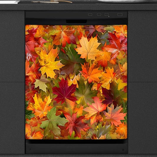 Autumn Color Maple Leaves Dishwasher Magnet Cover for The Front Magnetic Dishwasher Door Covers Dish Washer Sticker Wrap Home Decorative Appliances Panel Decal Kitchen Decor 23" x 26" (Magnetic)