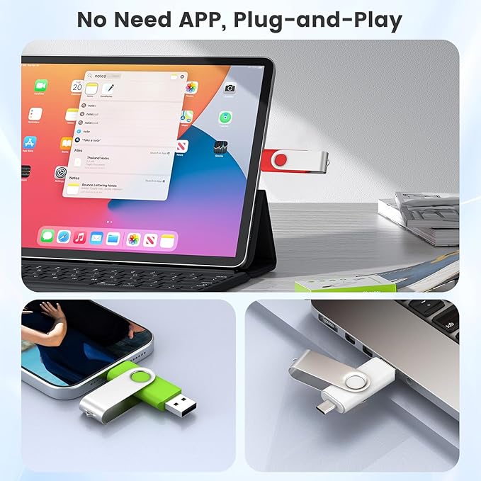 ABLAZE 16GB USB C Flash Drive 10 Pack, OTG USB 2.0 + Type C Memory Stick Dual Type C Thumb Drive Compatible with iPhone 17/16/15, Android Smartphone, Computers