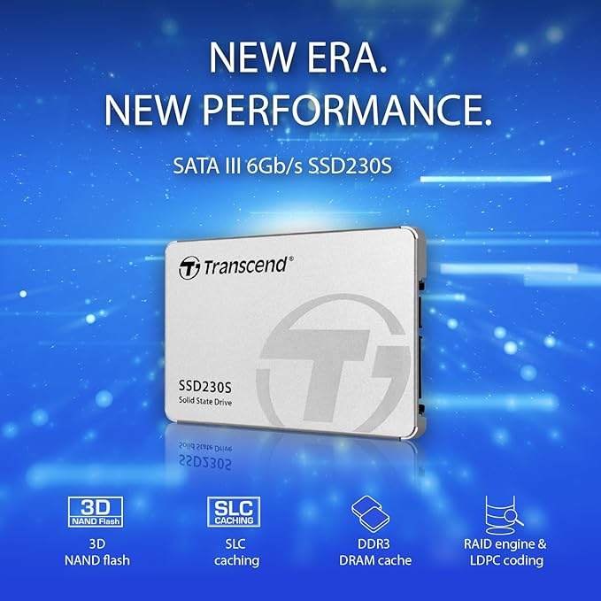 Transcend SSD230 2TB 2.5" SATA III 6Gb/s Internal SSD with DRAM, Up to 560MB/s, for PS4/ PCs, Laptops/Desktops/Notebooks, 3D TLC Internal Solid State Drive with SLC Cache, RAID Engine, LDPC Coding