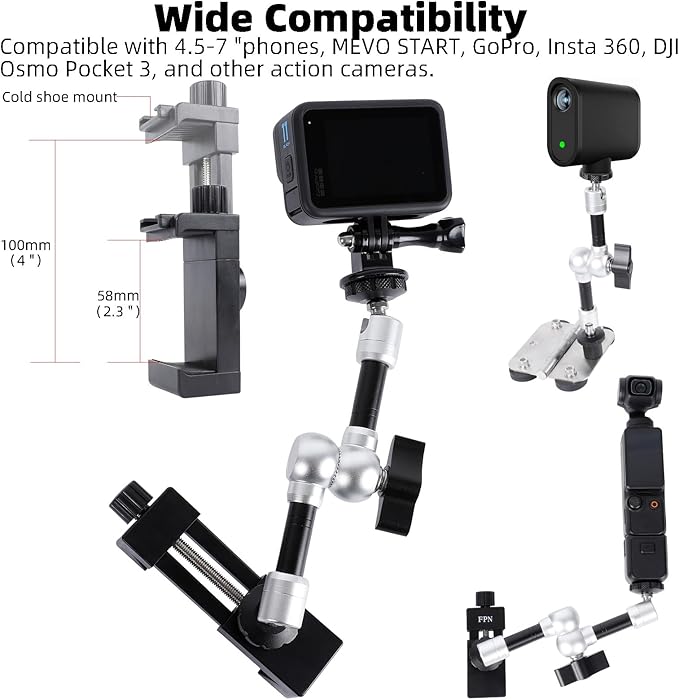 FPN Magnetic Phone Fence Post Mount + Fence Clip Kit for Gamechanger for Mevo Start, GoPro, iPhone, DJI Osmo Pocket 3 and Action Cameras, for Recording Baseball,Softball and Tennis Games