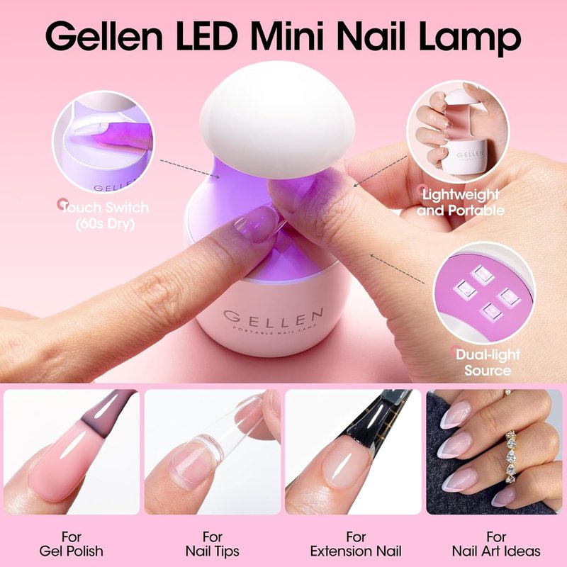 Coffin Shape Nail Tips Kit - 504Pcs Half Matte with 7 in 1 Gel Glue & UV Lamp | DIY Nail Art Set