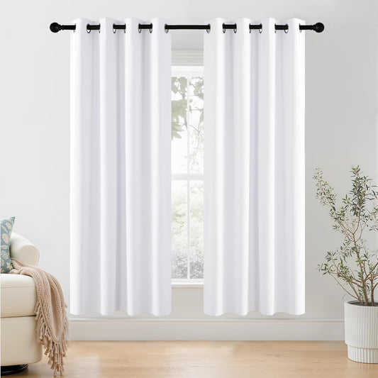 NICETOWN 100% Blackout Window Curtain Panels - Thermal Insulated Drapes, 78" Length, Set of 2, Snow White