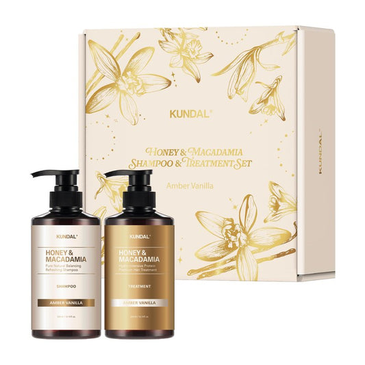 KUNDAL Honey & Macadamia Korean Hair Care Shampoo & Conditioner Limited Edition Gift Set, Amber Vanilla, 10.14 Fl Oz, Pack of 2 -Helps Hair Feel Moisturized, Argan Oil, Sulfate Free Long Lasting Scent
