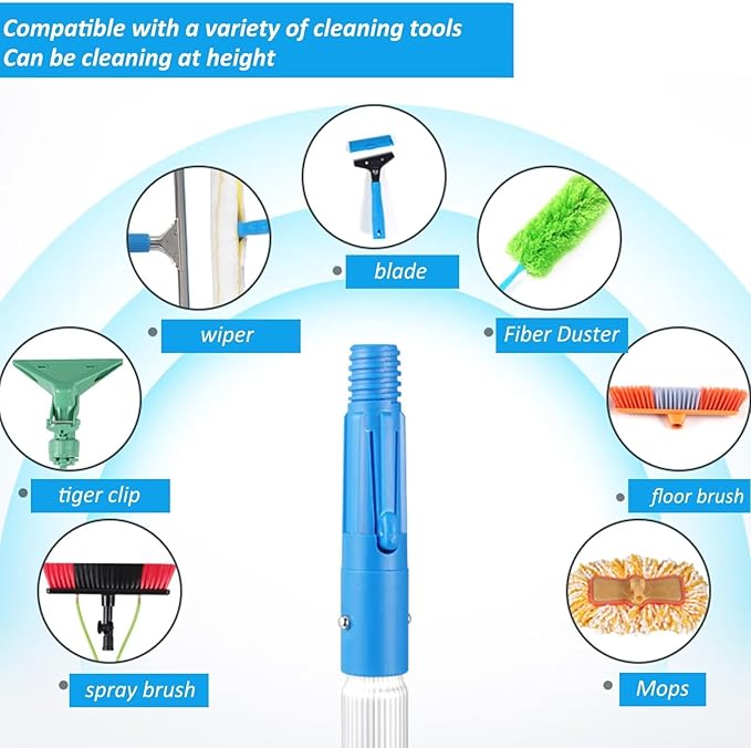 Telescopic Brush,Solar Panel Cleaning Brush and Pole extendable Window Cleaning kit Water Fed Extendable Brush Roof Cleaning Tools Conservatory 8poles 55brush Head
