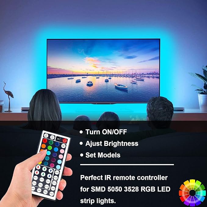 44 Key RGB LED Strip Light Remote Controller, IR Remote Controller Replacement for SMD 5050 3528 2835 RGB LED Light Strip Lights (2)