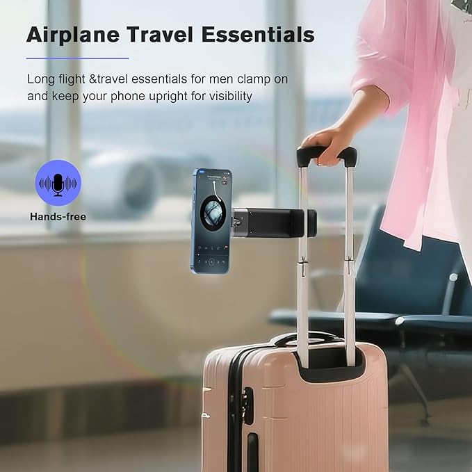 SOGUE Airplane Travel Essentials Men Phone Holder,Plane Phone Mount for MagSafe,Foldable Magnetic Phone Stand for Desk 360° Swivel Universal in Airplane Gadgets for iPhone 17