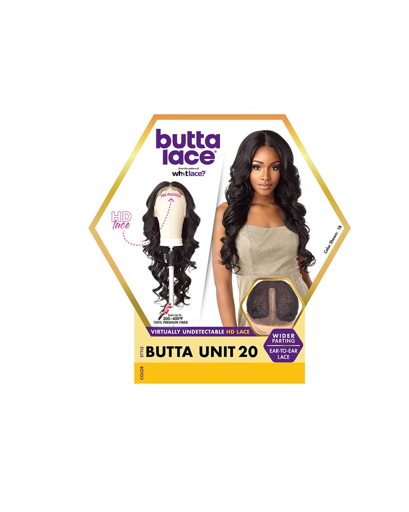 Sensationnel Butta Lace Wigs - Unit 20 Extra Wide 5 Inch Deep Parting Synthetic Preplucked Hairline Glueless Lacefront (1 JETBLACK)