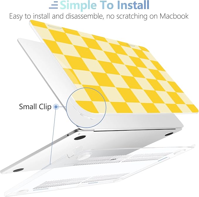 MEEgoodo Case for M5/M4/M3/M2 MacBook Air 13.6 inch 2026 2025 2024 2022, Fit Model A3449/A3240/A3113/A2681, Case Compatible with MacBook Air 13 inch, Yellow Squares