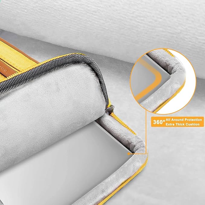 MOSISO 360 Protective Laptop Shoulder Bag,13-13.3 inch Computer Bag Compatible with MacBook Pro 14, HP, Dell, Lenovo, Asus Notebook,Side Open Messenger Bag with 4 Zipper Pockets&Handle, Yellow