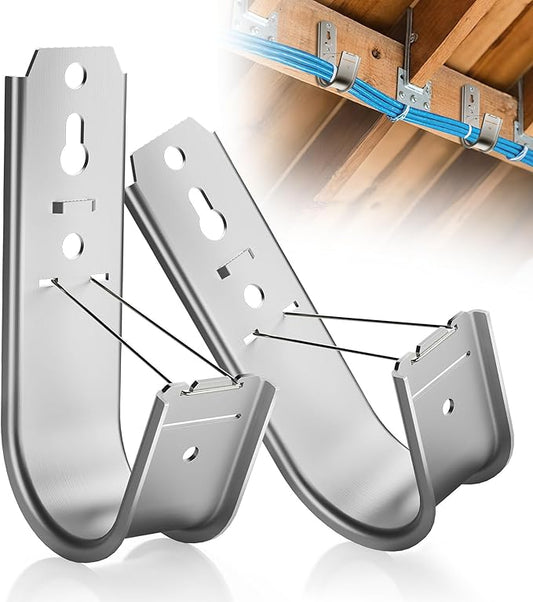 Dabolang 20 Pack J Cable Hook with Retainer Clip, 2-Inch Heavy Duty Wall Mount J-Hooks,J-Hook for Hanging Cable & Wire,Cable Hooks for Structured Cabling and Cable Management