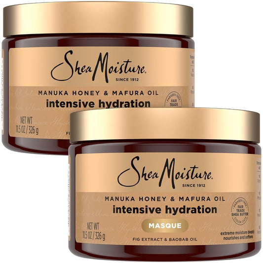 Shea Moisture Hair Mask - Manuka Honey & Mafura Oil for Extra Dry, Damaged Hair | 12 Oz Each, 2-Pack
