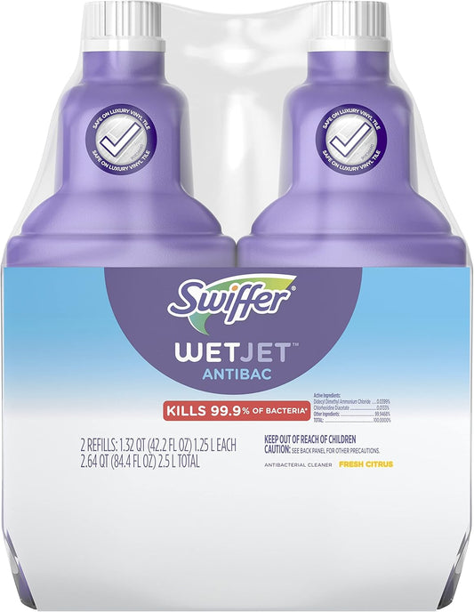 Swiffer WetJet Solution Refill - All-Purpose Floor Cleaning Solution, Fresh Citrus Scent | 1.25 Liters (2 Pack)