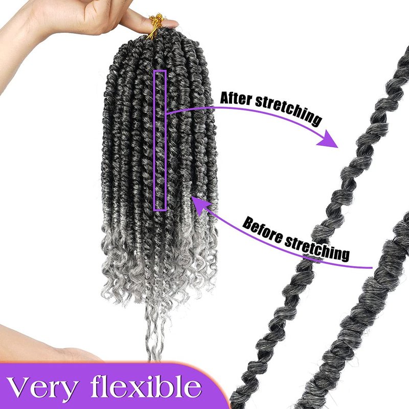 Senegalese Twist Crochet Braids - 12 Inch Synthetic Grey Hair Extensions for Black Women | 6 Packs T1B/Grey