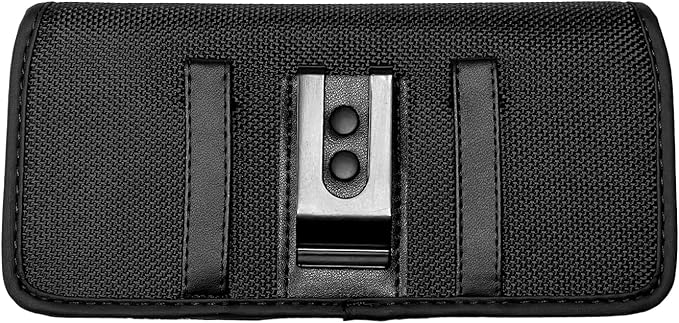 Eaglecell Nylon Cellphone Holster for Cricket Dream 2 5G, Motivate Max, TCL 50 XL 60 XE, S22 S23 S24 S25/Note20 Ultra - Horizontal Case Canvas Waist Carrying Pouch with Belt Clip/Loops, Black