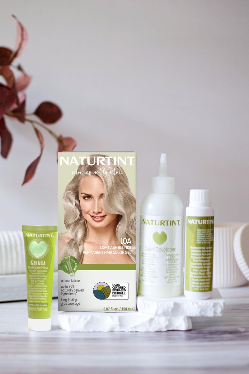 Naturtint 10A Light Ash Blonde Permanent Hair Color (Pack of 1), Ammonia Free, Vegan, Cruelty Free, up to 100% Gray Coverage, Long Lasting Results (Packaging may vary)