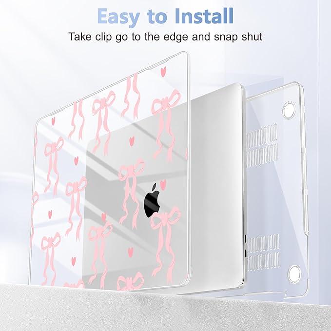Lepeoac Case for MacBook Pro 13 inch Case M2 2022-2016 A2338 M1 A2251 A2289 A2159 A1989 A1708 A1706, Plastic Hard Shell + Keyboard Cover + Dust Plug, Bow