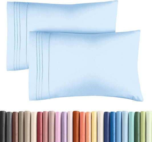 Skiennix Standard Pillow Cases Set of 2 | Soft Hotel Quality, Wrinkle-Free & Stain Resistant - Light Blue