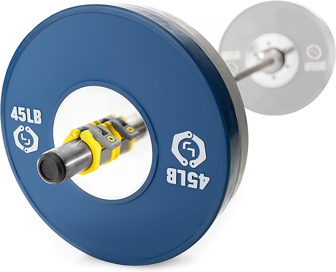 Lock-Jaw Barbell Collars HEX Olympic Barbell Clamps 2 Pcs – Heavy Duty Bar Clamps for 2” & 50mm Olympic Bars – Secure Weight Bar Clamps for Strength Training & Home Gym Accessories – Yellow