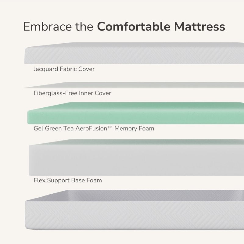 MLILY Queen Mattress in a Box, 8 inch Mattresses for Platform Bed Double Size Daybed, Green Tea Memory Foam Medium Firm