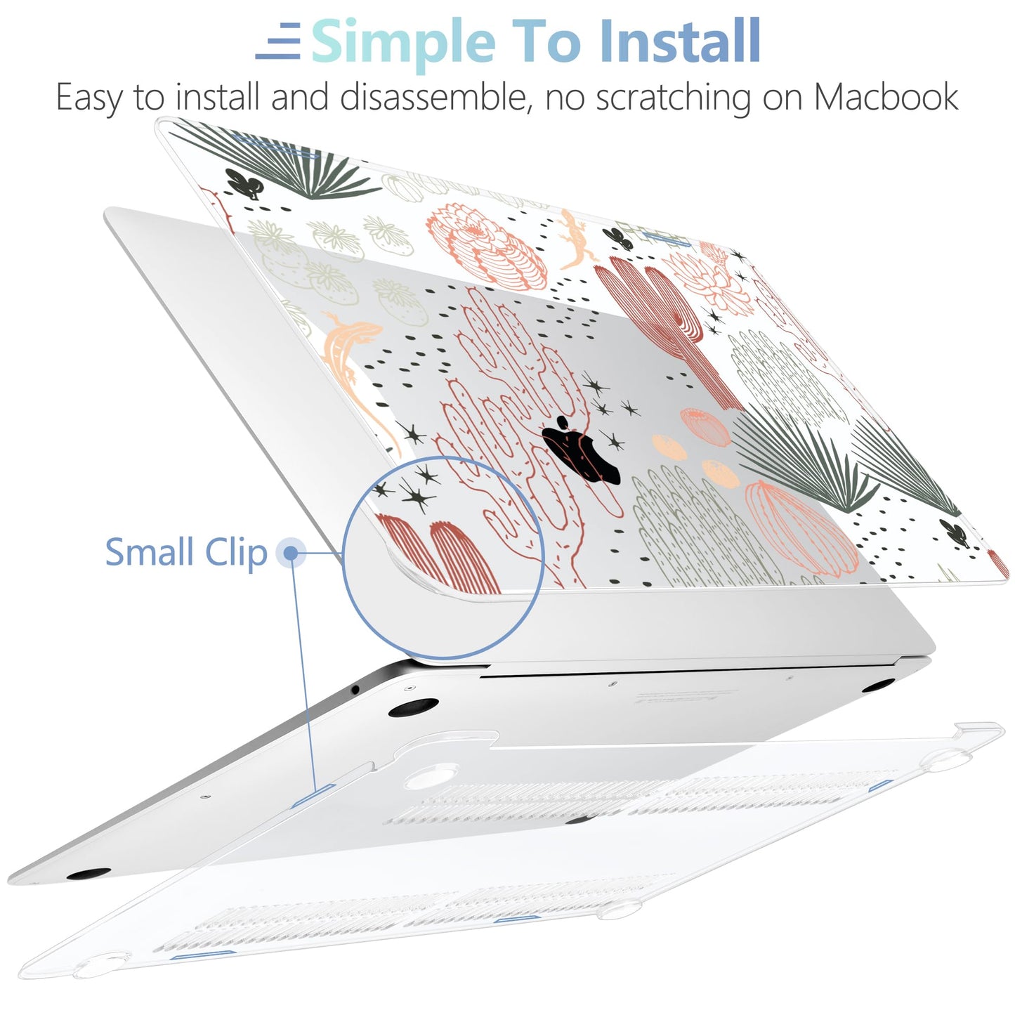 MEEgoodo for MacBook Air 13 inch Case 2021 2020 2019 2018 Released A2337 M1 A2179 A1932 with Touch ID, Plastic Hard Shell & Keyboard Cover Compatible with MacBook Air 13.3, Cacti