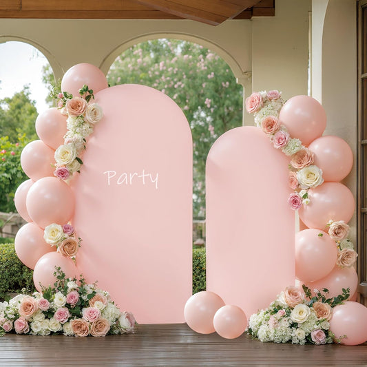 Skiennix Pink Arch Cover Set - 7.2ft & 6ft Spandex Backdrop for Weddings & Parties