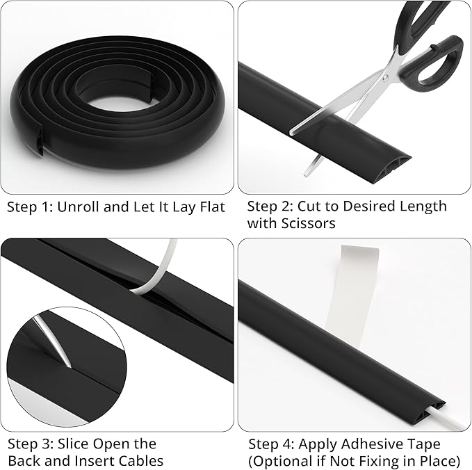 ZhiYo 5.6ft Cord Covers for Wires on Floor, Cord Hider Floor Hide Extension Cords, Soft PVC Cable Cover Cable Protector, Wire Cavity W0.62in H0.31in, Beige