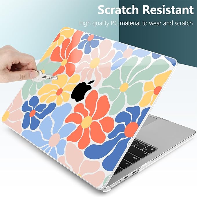 TWOLSKOO for MacBook Air 13 inch Case M5 2026 M4 2025 M3 M2 2024-2022 A3449 A3240 A3113 A2681, Plastic Hard Shell & Keyboard Cover & Type C for MacBook Air 13.6 inch Case, Colorful