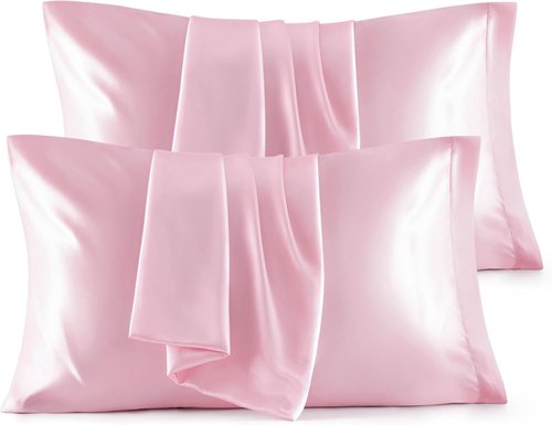Bedsure Satin Pillowcase Set of 4 - Pink Silky Covers for Hair & Skin | 20x26 Inches with Envelope Closure