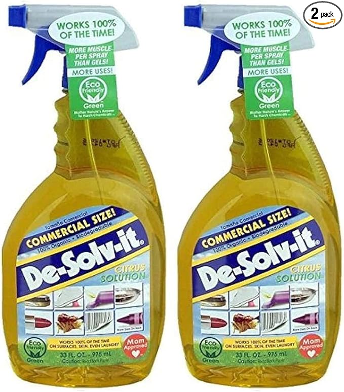 Orange-Sol De-Solv-It Citrus Solution â Multi-Surface Cleaner & Degreaser, Removes Sticky Residue, Oil & Grease, 33 oz (Pack of 2)