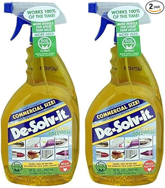 Orange-Sol De-Solv-It Citrus Solution â Multi-Surface Cleaner & Degreaser, Removes Sticky Residue, Oil & Grease, 33 oz (Pack of 2)