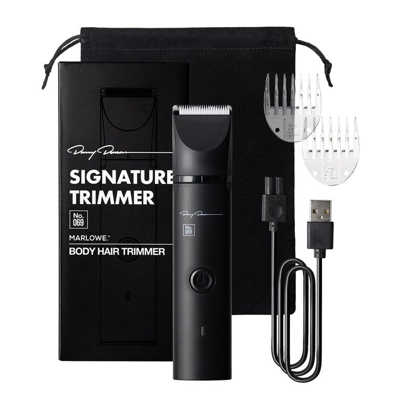 MARLOWE. No. 069 Hair Trimmer for Men, Signature Body Hair Trimmer, Lightweight, Waterproof Personal Groomer with Detachable Stainless Steel & Ceramic Blades, Rechargeable Battery