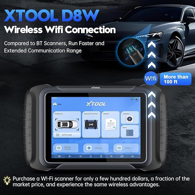 XTOOL D8W Bidirectional Scan Tool with AI-Assisted, 3 Years Free Update, OE-Level Full System Diagnosis, ECU C0ding, Topology Scanner, 42+ Reset Services Wireless OBD2 Scanner, CAN FD & DoIP