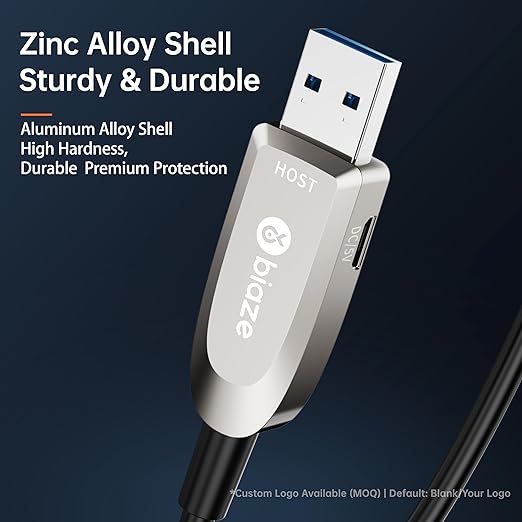 biaze Active Optical USB 3.0 Extension Cable Fiber Optic Type A Male to Female USB Extension Cord USB Extender 5Gbps Data Transfer for Webcam,Gamera, USB Hub, Keyboard, Hard Drive, Printer(50ft)