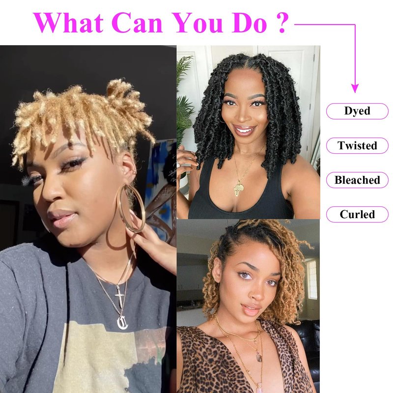 0.6 cm Width 8 Inch 20 Strands Human Hair Loc Extensions, Natural Black 100% Full Handmade Permanent Real Human Hair Dreadlock Extensions for Women/Men/Kids Can Be Dyed Bleached Curled Twisted