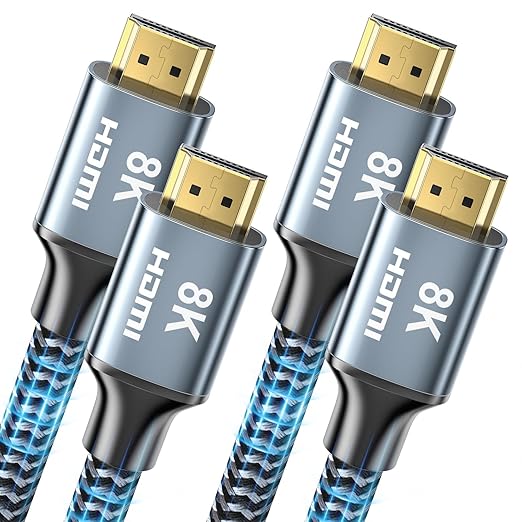 CABNEER 8K HDMI Cable 10 ft 2Pack, 48Gbps High Speed HDMI 2.1 Cable, Braided HDMI Cable 2.1 8K 60Hz 4K 120Hz Support for HDR eARC HDCP 2.2/2.3, HDMI Cord Compatible with HDTV, Laptop, Monitor, PC