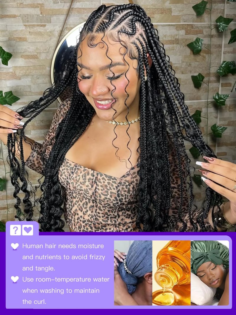 Enaiiby Boho Human Hair Braiding Hair 100g 18 Inch, Deep Wave Curly Human Hair Bundles for Boho Knotless Braids Bulk Hair, 12A No Weft 100% Unprocessed Brazilian Virgin Hair, Naural Black