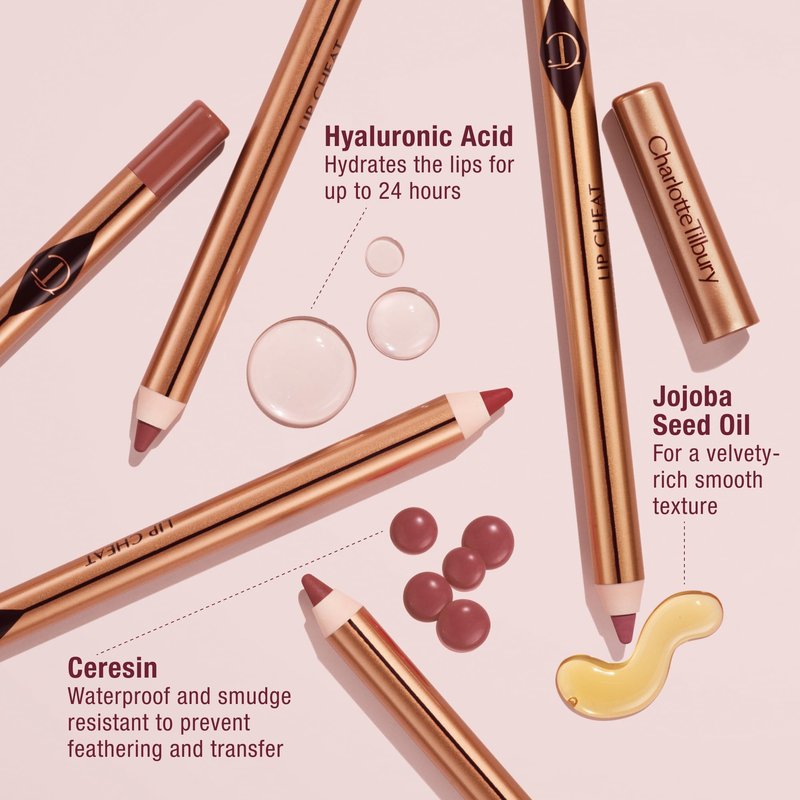 Charlotte Tilbury Lip Cheat Lip Liner Pencil - Creamy Fuller-Looking Lip Pencil with Jojoba Oil & Hyaluronic Acid - Waterproof, Smudge-Proof & Transfer-Proof - 6H Wear - Berry Naughty